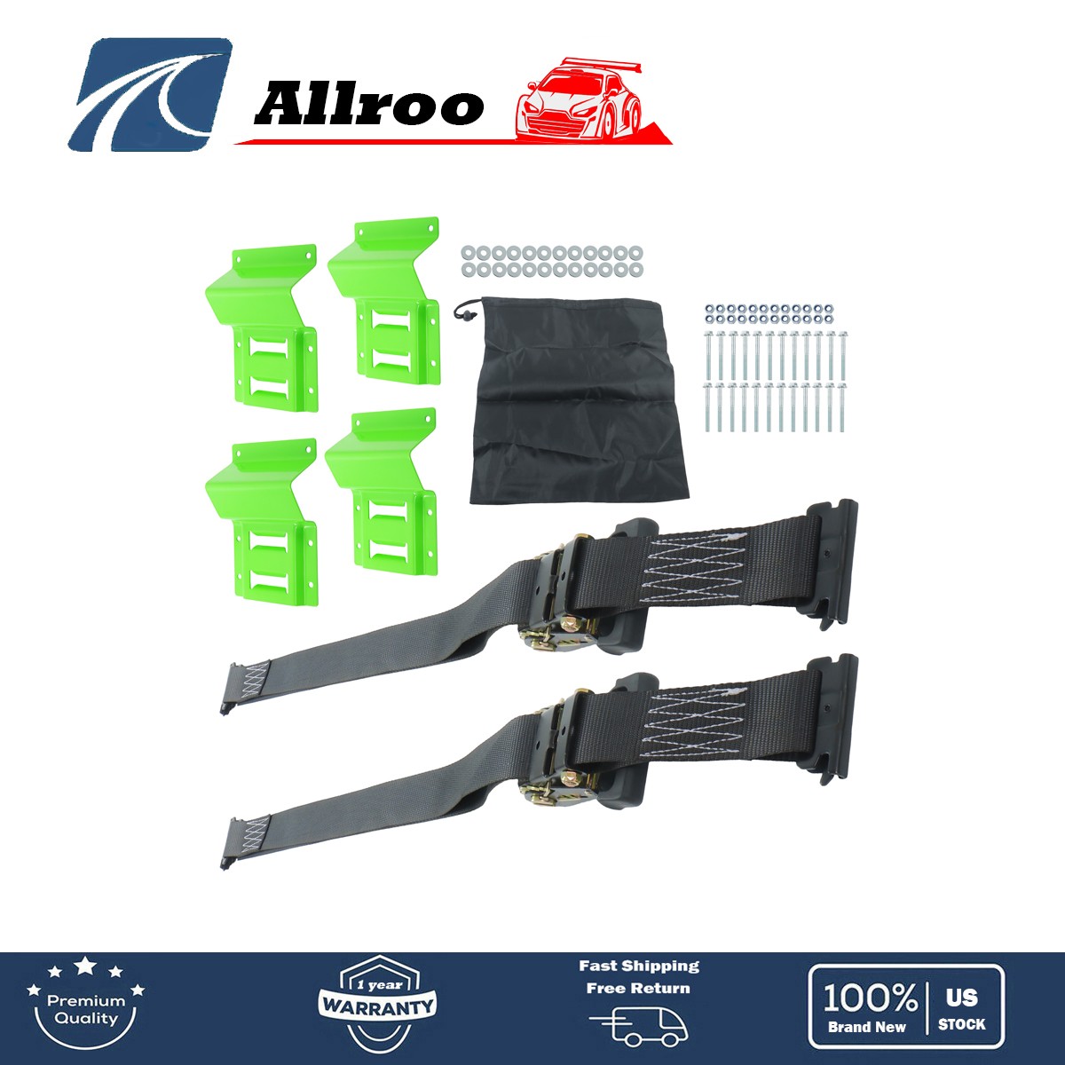Chock Tie Down Straps Set Heavy Duty Wheel  (2PK) - 4,400lb Guaranteed Max