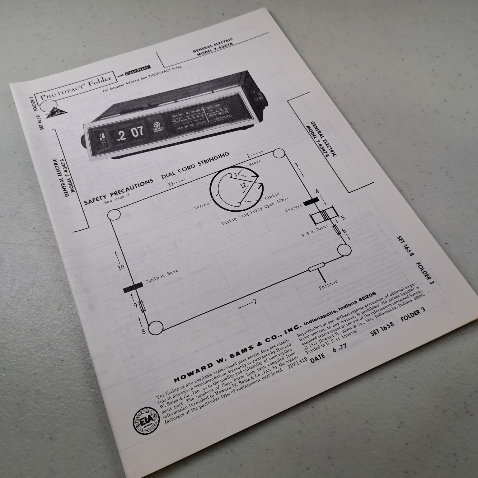 General Electric Manual 7-4347A Clock Radio 1977 Photofact Illustrated