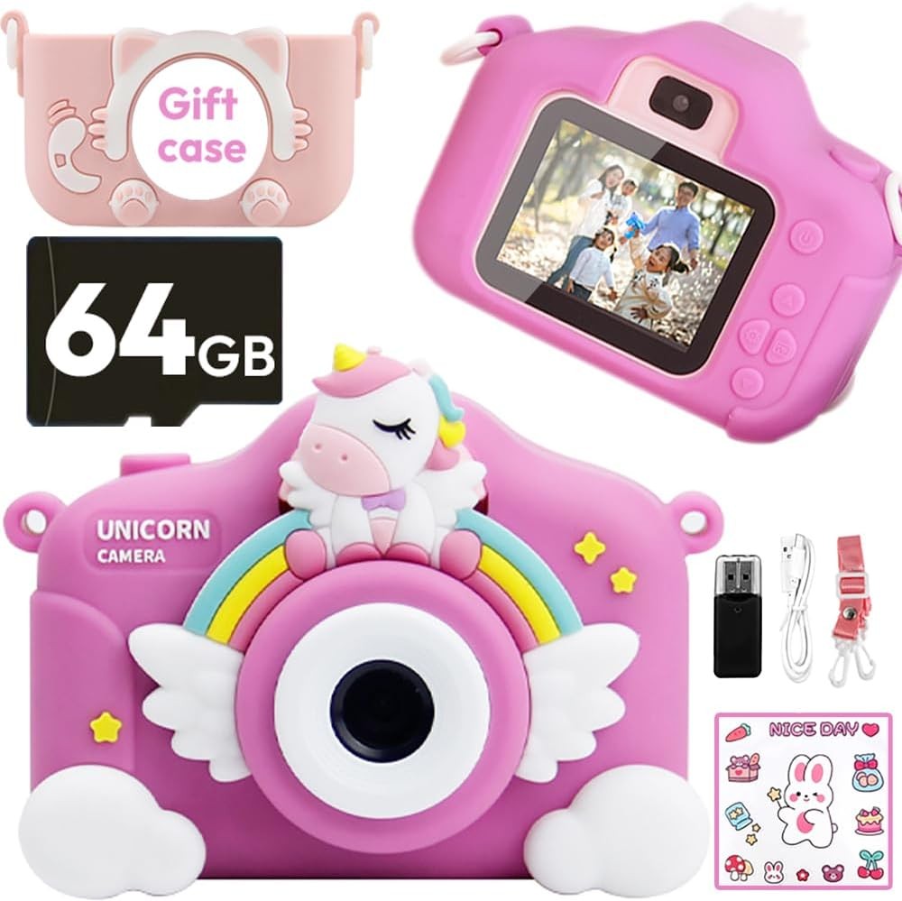 XL-830 12MP Funny Children's Camera - Unicorn, 64G SD Card Included