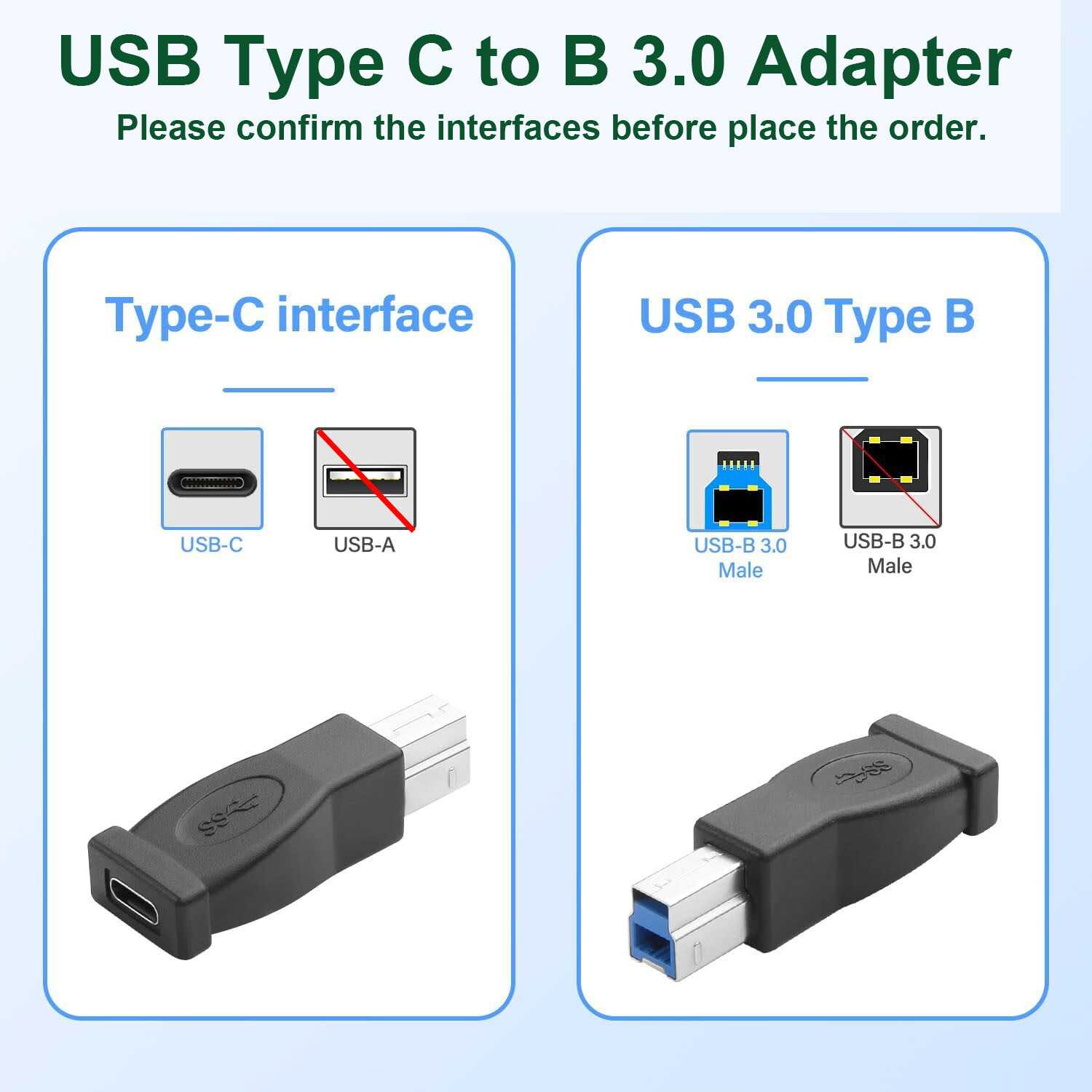 USB Type C Female to USB B 3.0 Adapter Connector Converter 5Gbps Printer Scanner