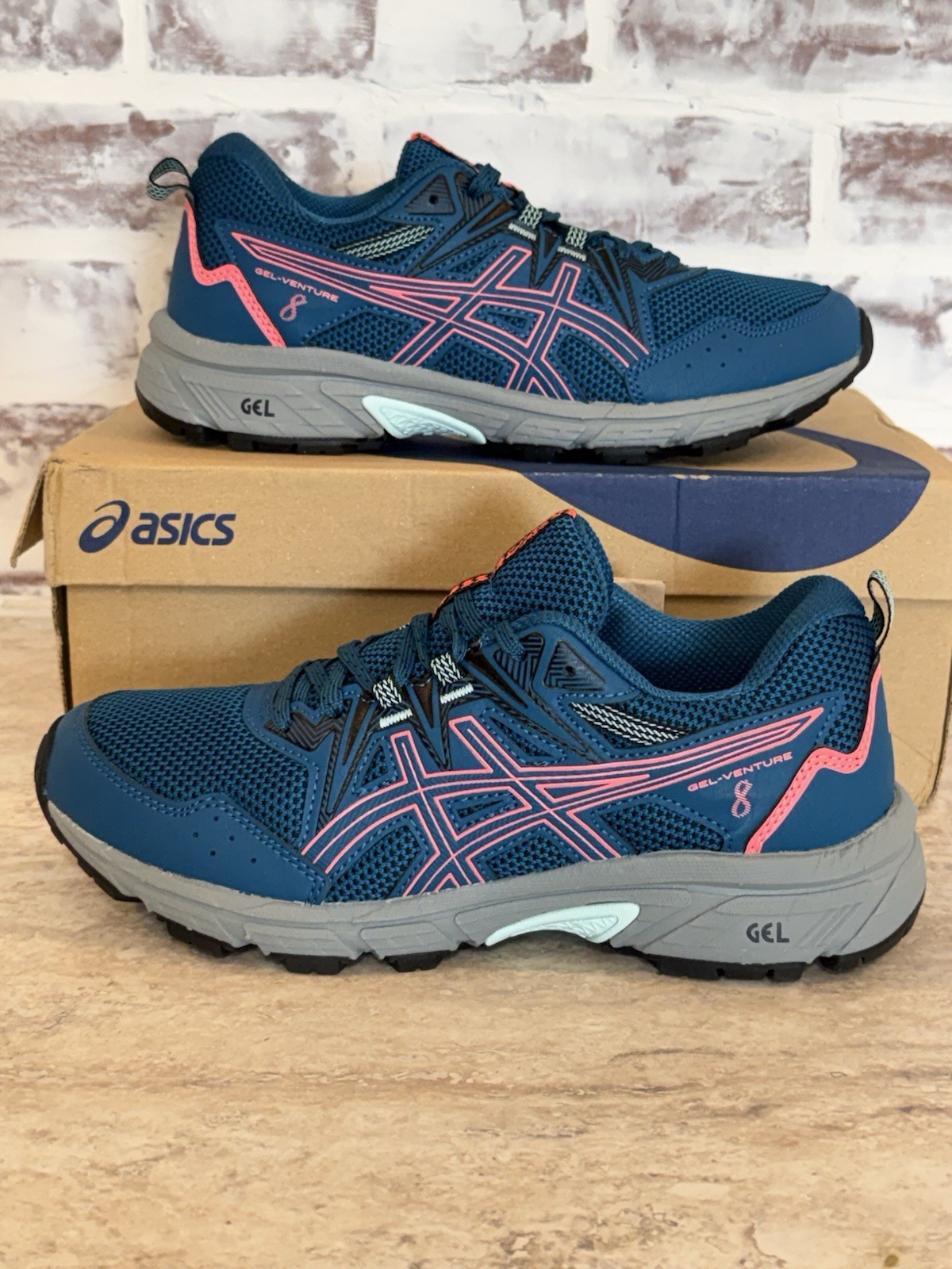 ASICS Foam womens Gel-venture 8 Deep Sea Teal/Blazing Coral shoes  Sz 7.5 Run