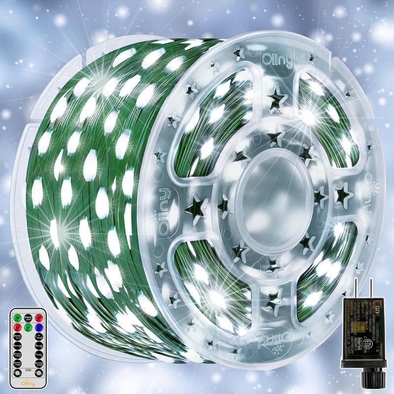 Ollny Christmas Lights, 198 FT 600 LED Outdoor Waterproof Plug in Christmas Tree