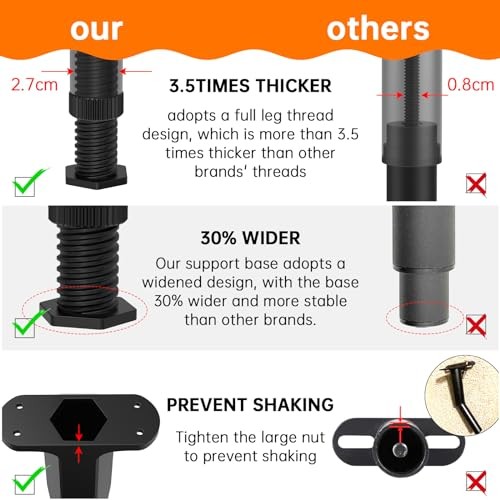 4 PCS (8.3"-14.5") Adjustable Bed Frame Support Legs, Frame 4pcs (8.3"-14.5")