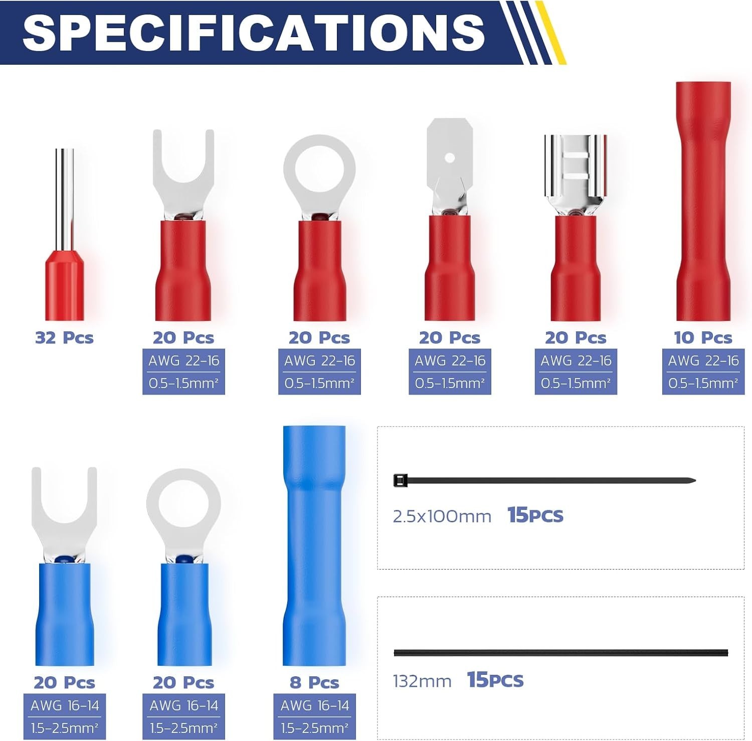 201Pc Automatic Wire Stripper Kit Self Adjusting Crimper Tool Terminals Zip Ties