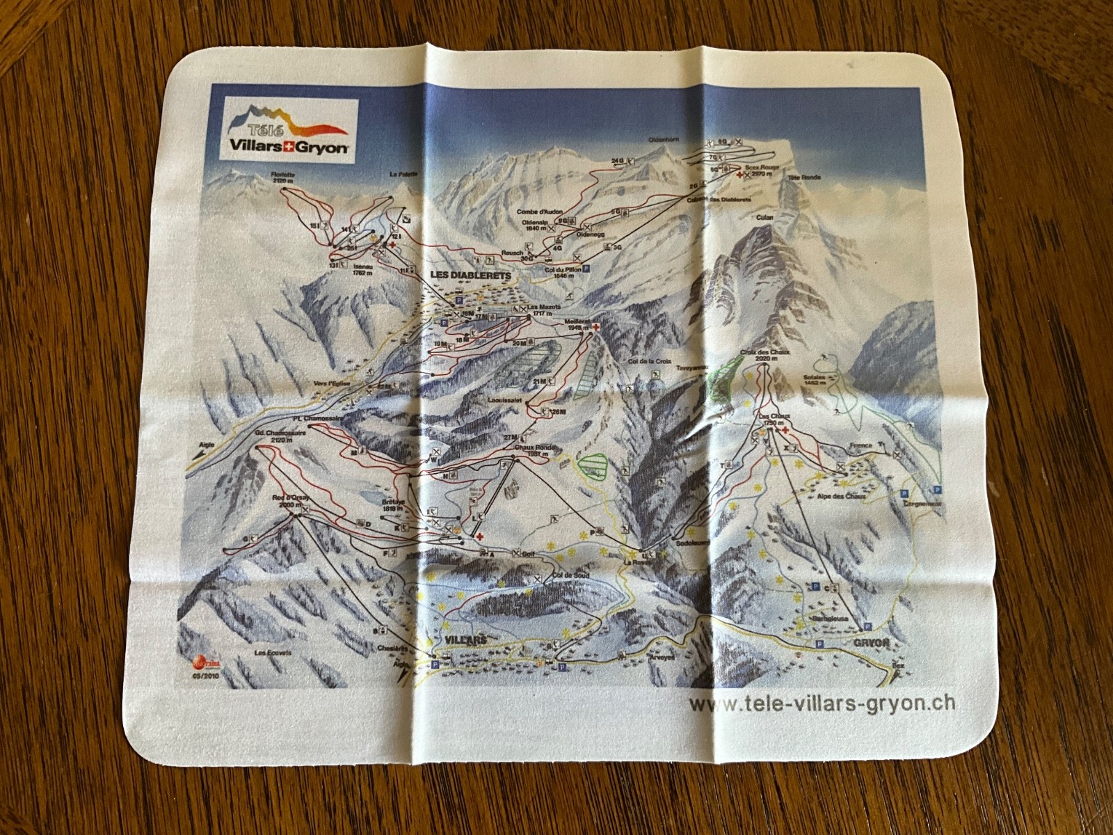 Villars Gryon Ski Piste Map Microfibre Goggle Cloth 23cm x 20cm - New