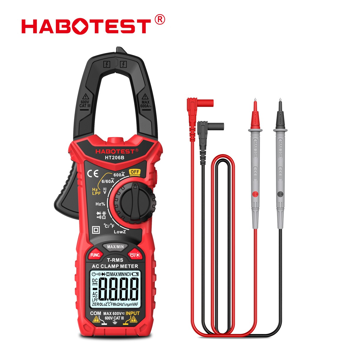 HABOTEST HT206B Digital Clamp Meter NCV 6000 Counts 6V/60V/600V