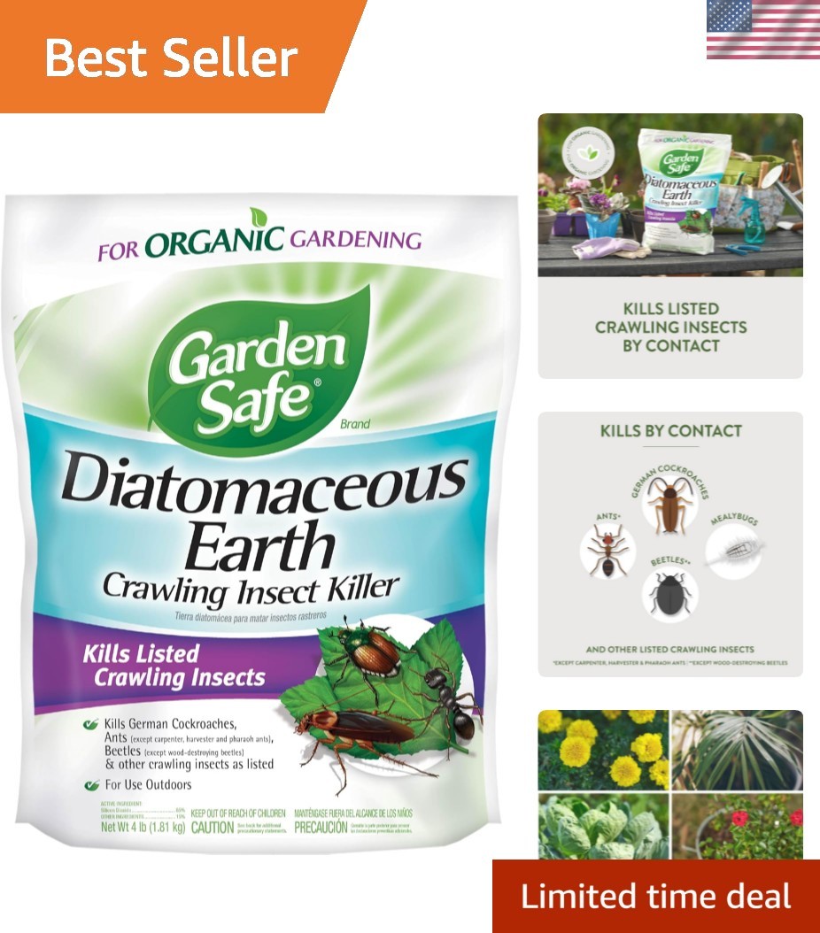 Natural 4 lb Crawling Insect Killer with Diatomaceous Earth - Pet Safe Formula