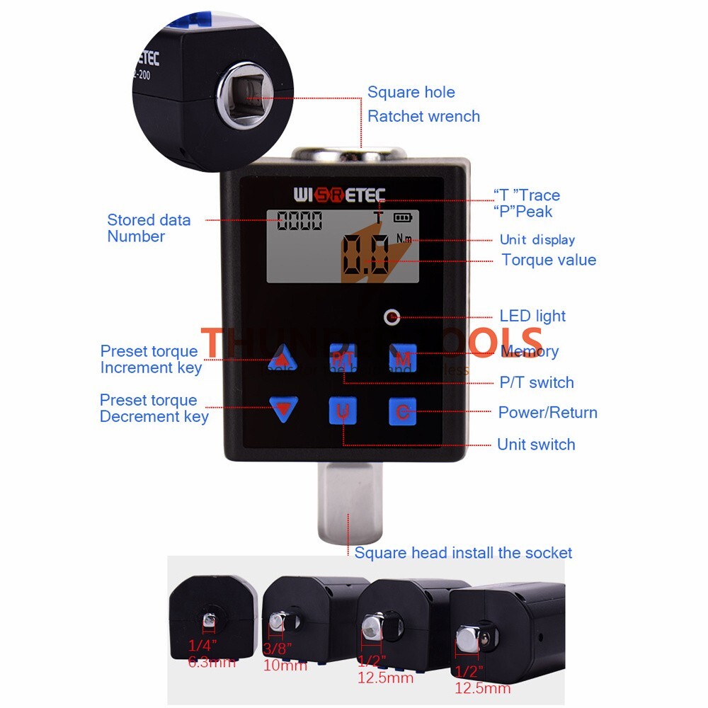 Digital Torque Meter Digital Backlight Display Two-ways Measurement TQA2-030