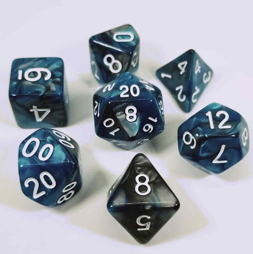 Aquamarine Ore 7 Dice Set Polyhedral RPG DnD Dungeons Dragons Pathfinder d20
