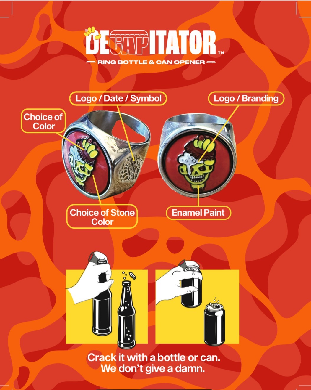 The ORIGINAL DeCAPitator Ring Bottle Opener. Crack Open Your Favorite Bevy.