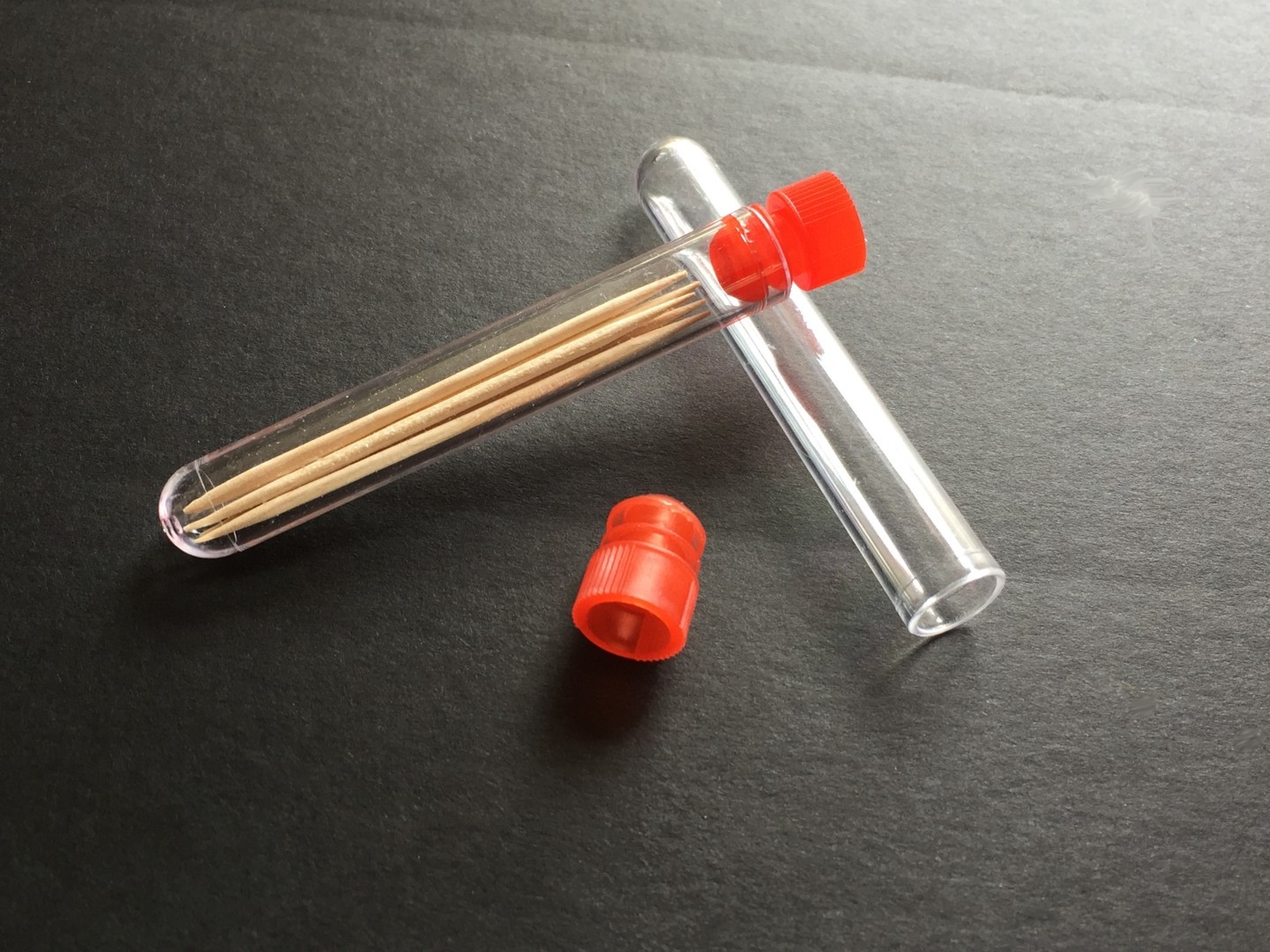 Clear Plastic Storage Tubes (24/Pkg) with Red Caps - 3" x 3/8", 5 ml