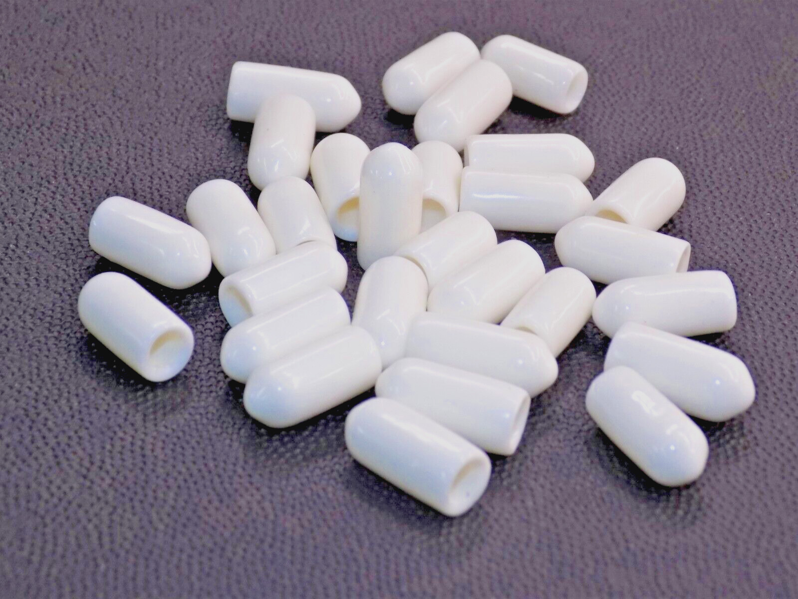 TOGGLE SWITCH BAT CAPS, WHITE VINYL SLIP-ON, STANDARD, FULL SIZE, 30 pcs.