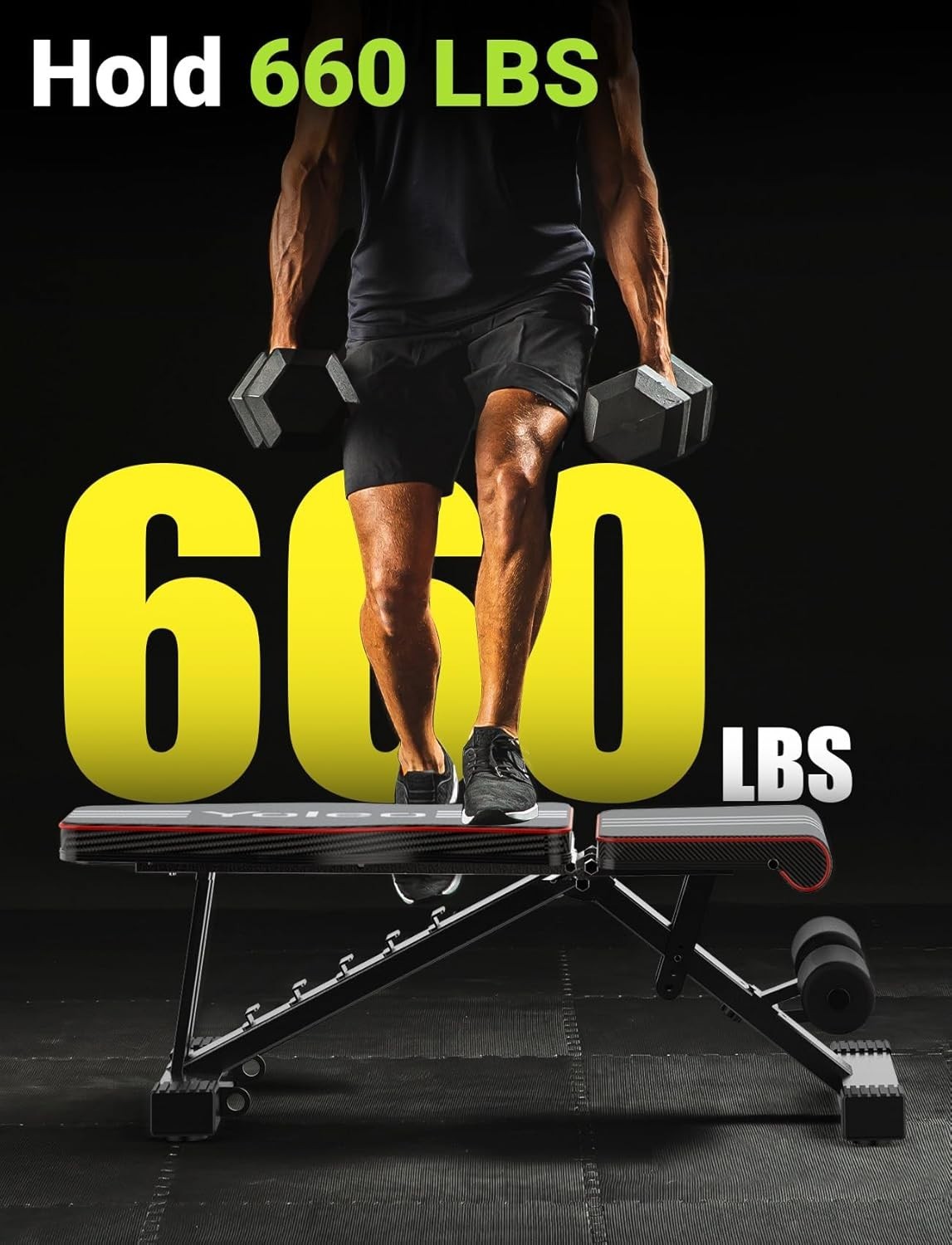 Yoleo Adjustable Weight Bench for Full Body Workout; Foldable Bench Press Bench