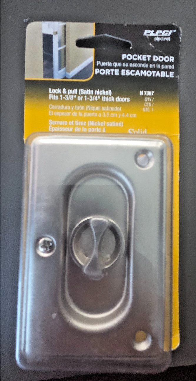 PLPCI  N 7367 Pocket Door Hardware Satin Nickel Fits 1-3/8 OR 1-3/4 thick doors