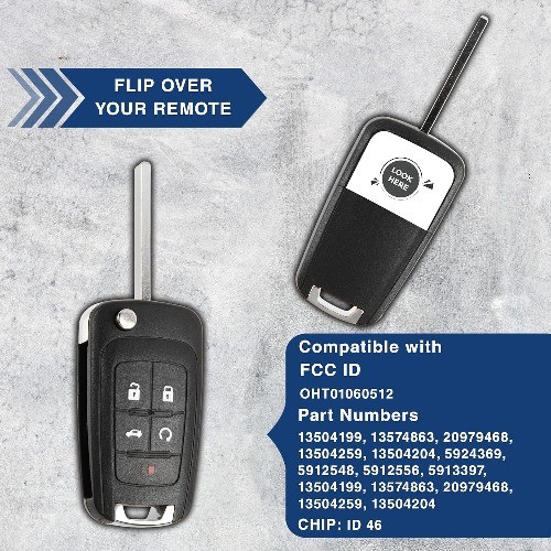 Flip Remote Key Fob 5btn Remote Start for GM