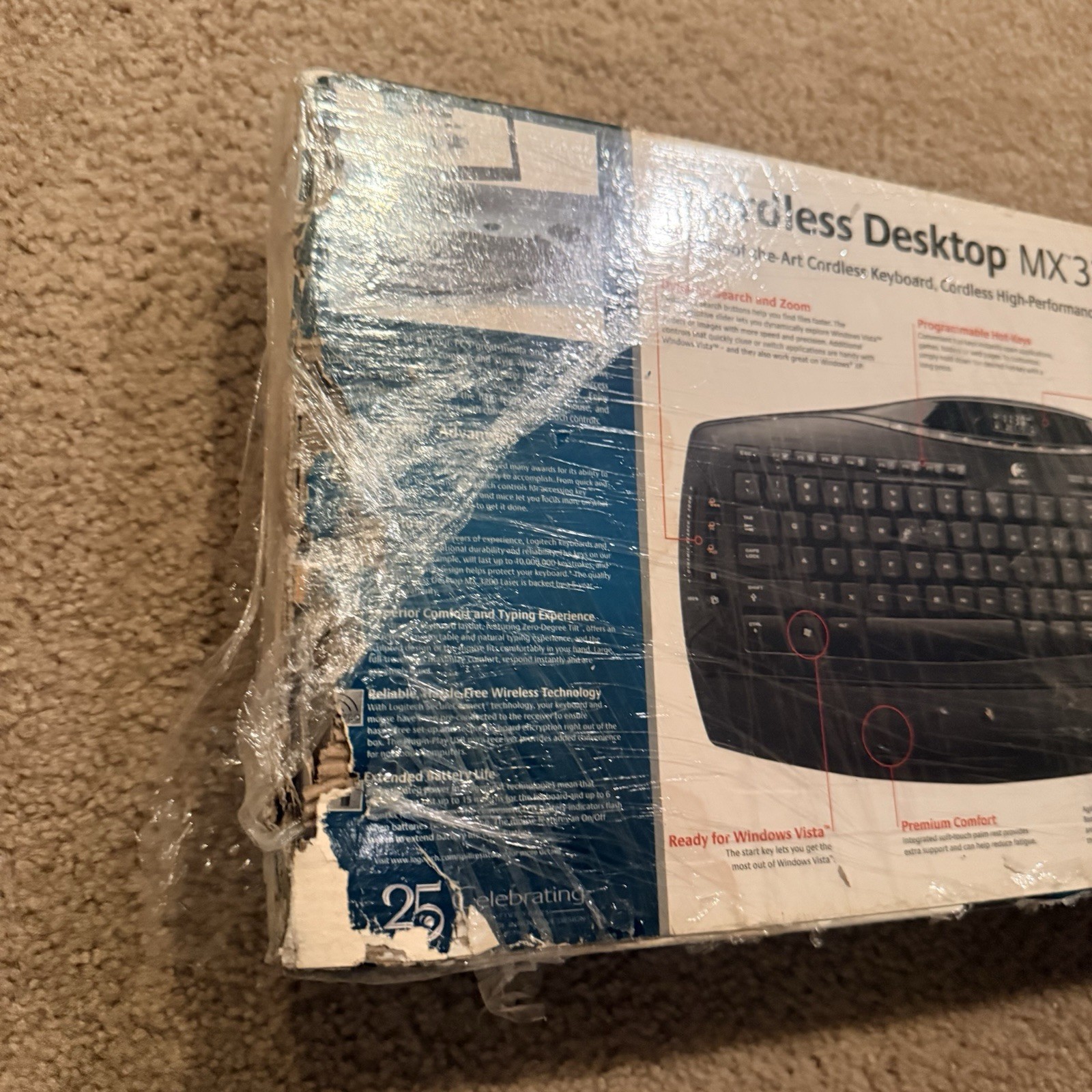 Logitech Cordless Wireless MX3200 Laser Keyboard/Mouse Receiver - NIB & Sealed!
