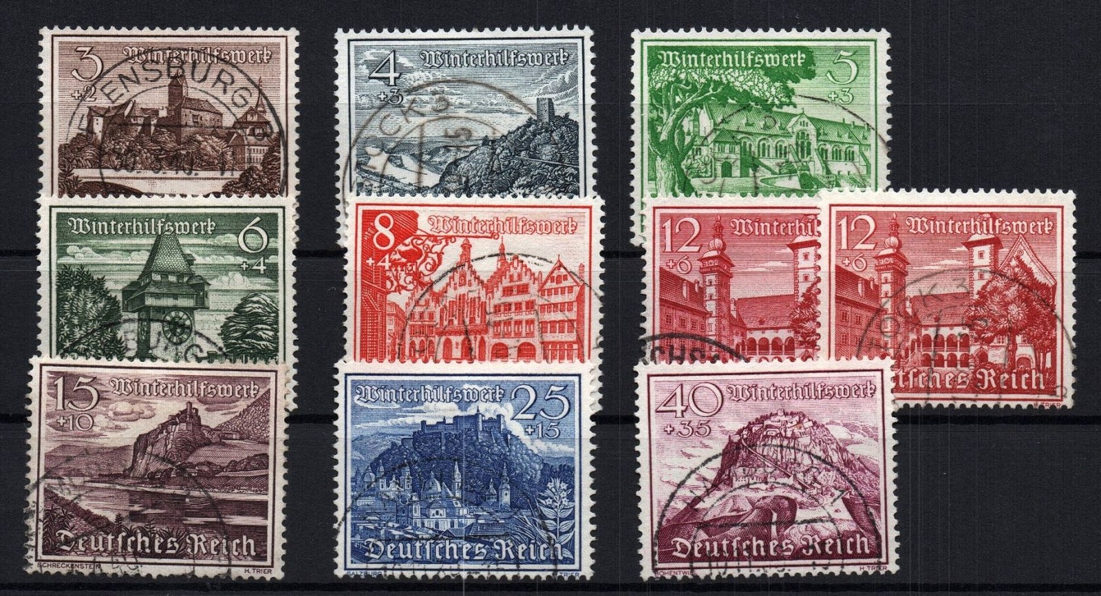 Dt. Reich Michel No. 730 - 738 stamped