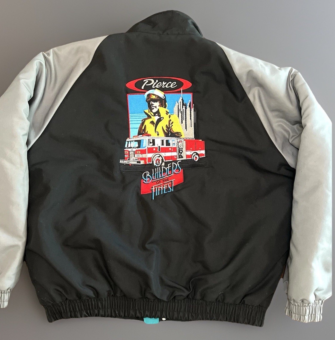 Vintage 1980’s Pierce Fire Truck Embroidered Promotional Bomber Jacket XL