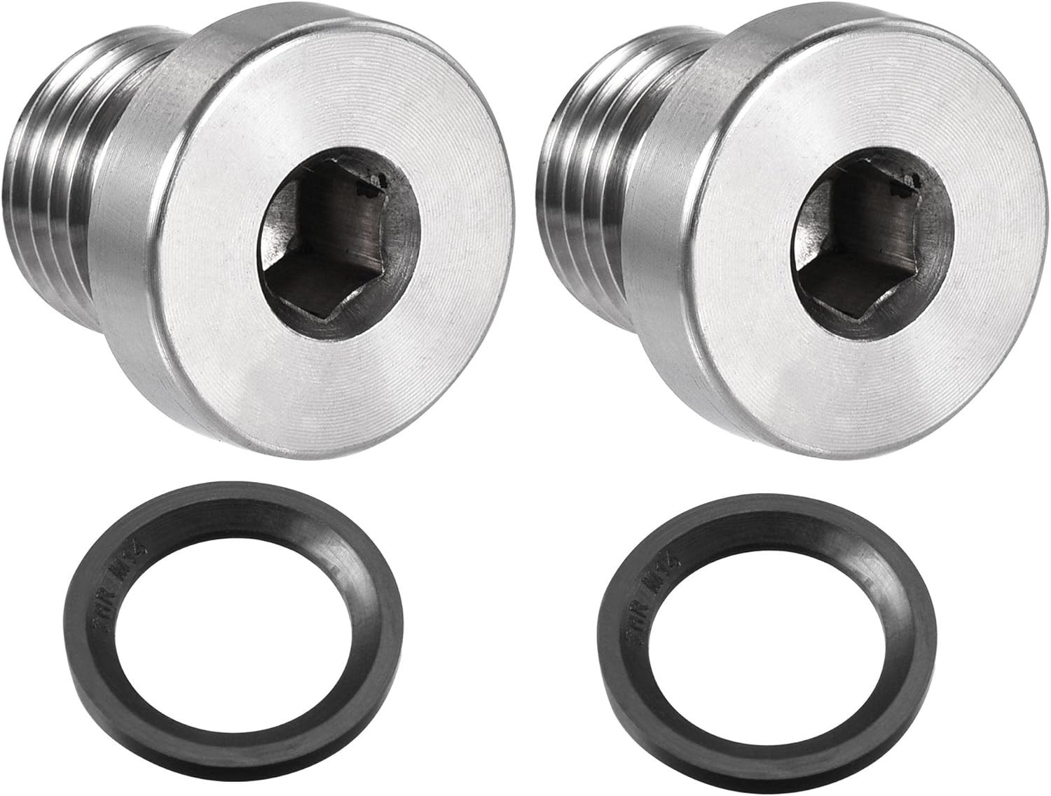 2pcs Stainless Steel Inner Hex Head M14x1.5 Pipe Fitting Plug with Seal Ring