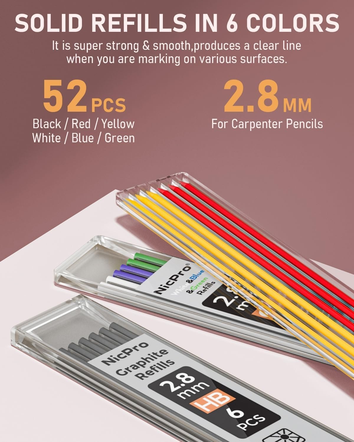 Carpenter Pencils Set with Sharpener 52 Refills Heavy Duty Marking Tools