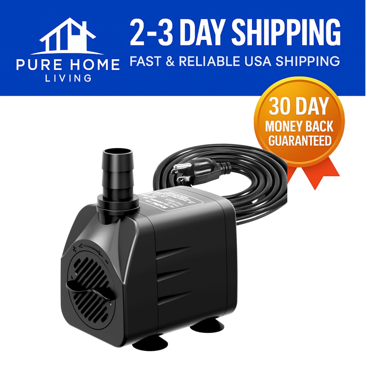 400GPH Fountain Pump with 6.5ft Lift & Adjustable Flow for Serene Aquatic Spaces