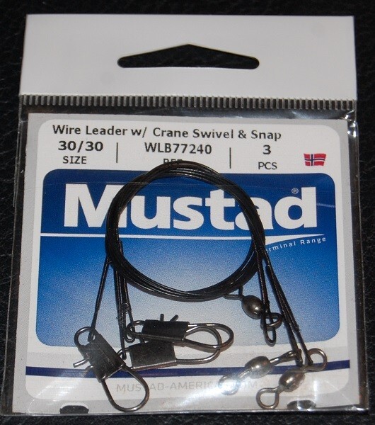 Mustad Wire Leader Crane Swivel and Snap 30cm 30lb Test WLB77240-30/30 Pack of 3