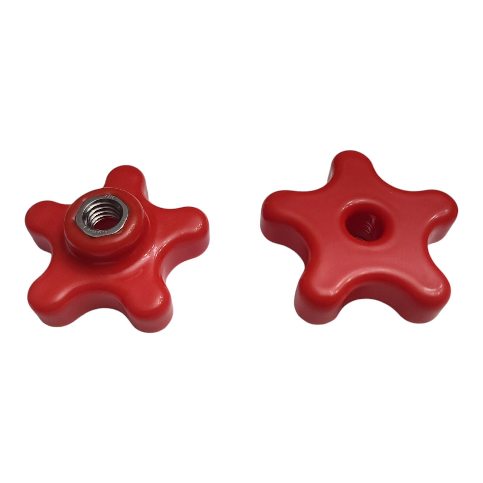3/8-16, 2-5/16", 5 Star Knob Red (2 pack) Thermoplastic, Stainless Insert