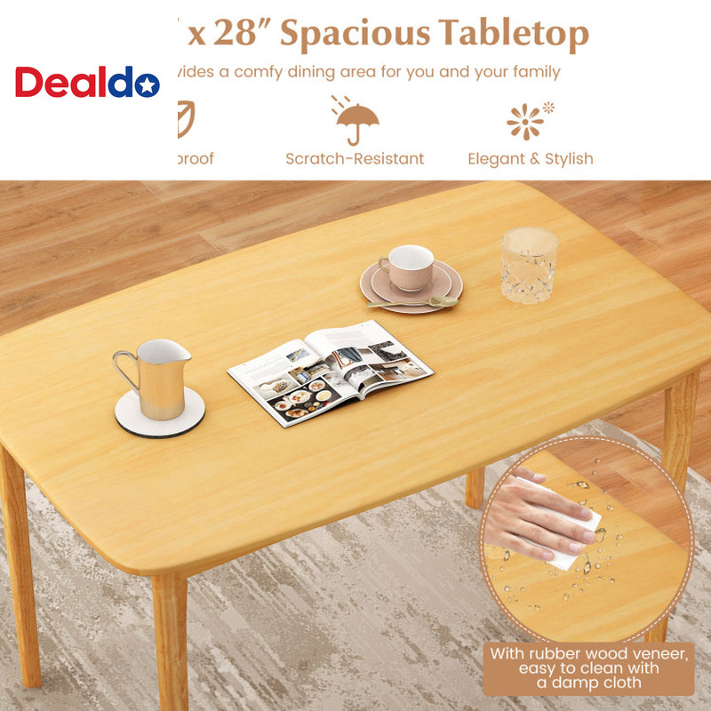 48 Inch Solid Wood Dining Table with Rubber Wood Supporting Legs for Kitchen Din