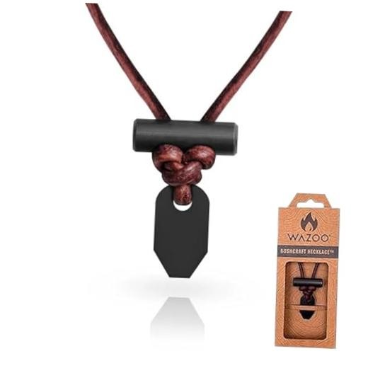 The Bushcraft - Original Fire Starter Necklace for Men, Zirconia Black