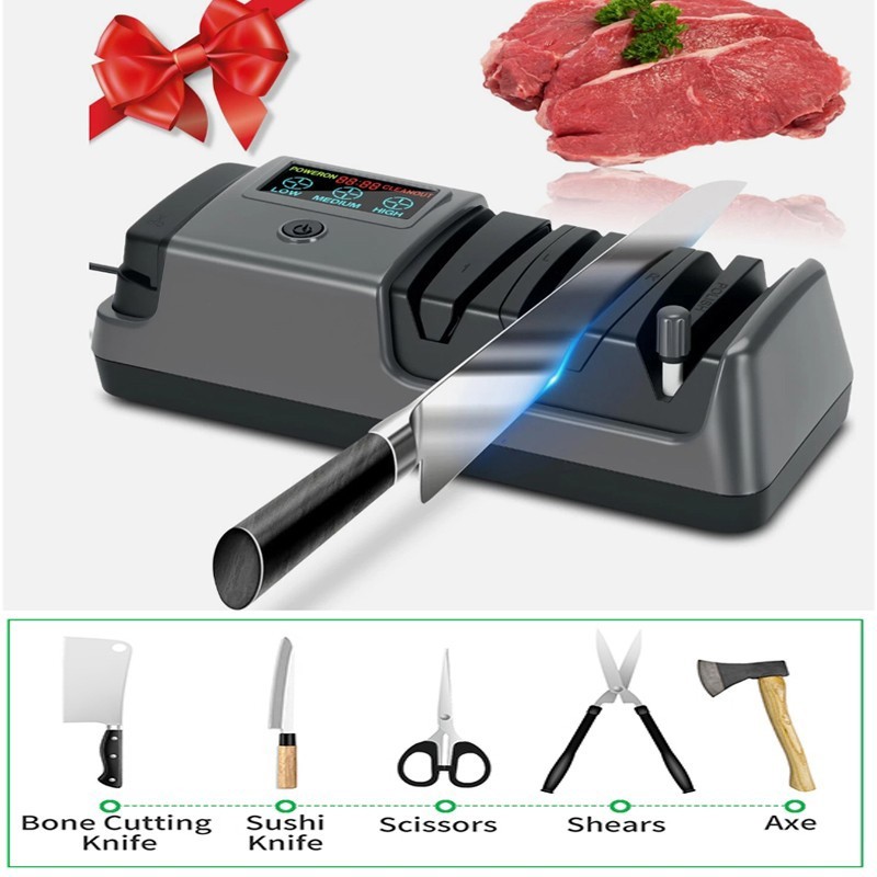 5 in 1 Electric Knife Sharpener-3 Rotational Speed Adjustable Knife Sharpener