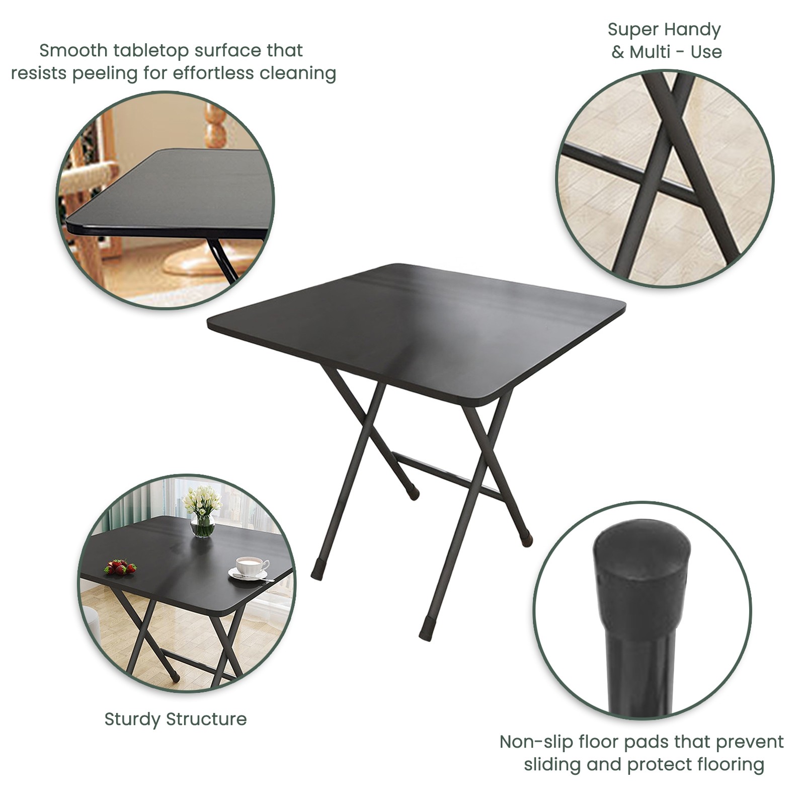 Indoor/Outdoor Folding Dining Table Square Seats 4 Office Study Computer Desk