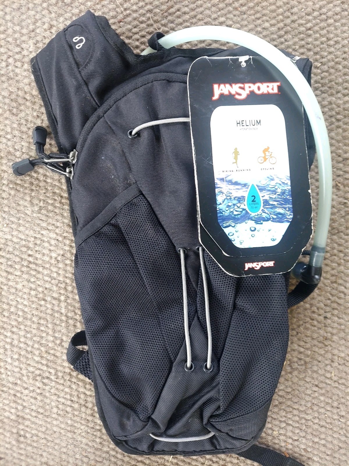 Jansport Helium Hydration Pack Black Backpack 2 Liter Water Outdoor Hiking NWT