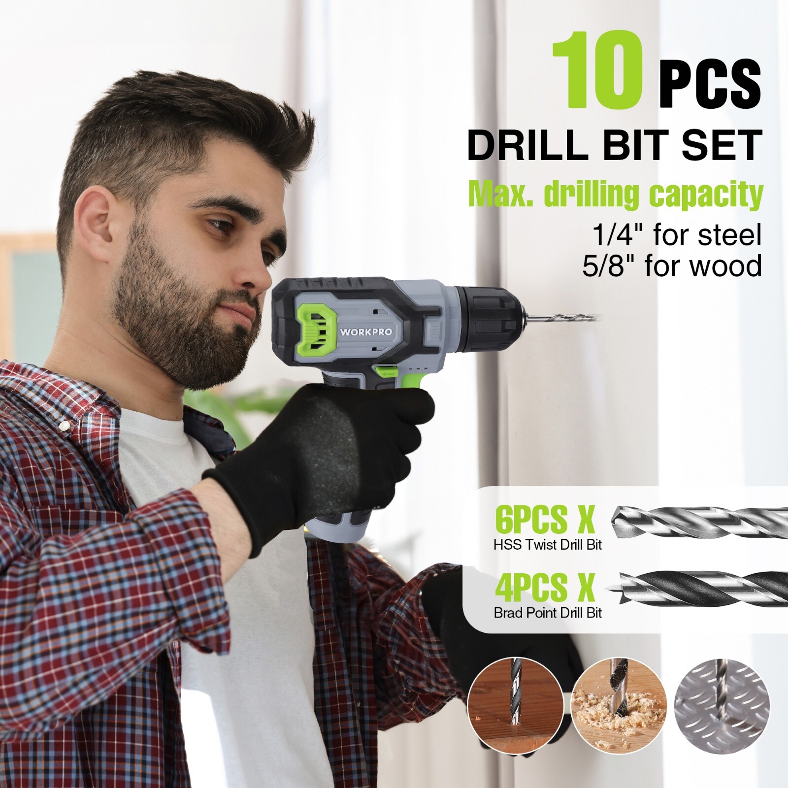 WORKPRO Power Drill Set&Stackable Tool Box, 8V Cordless Drill Driver Pink /Gray