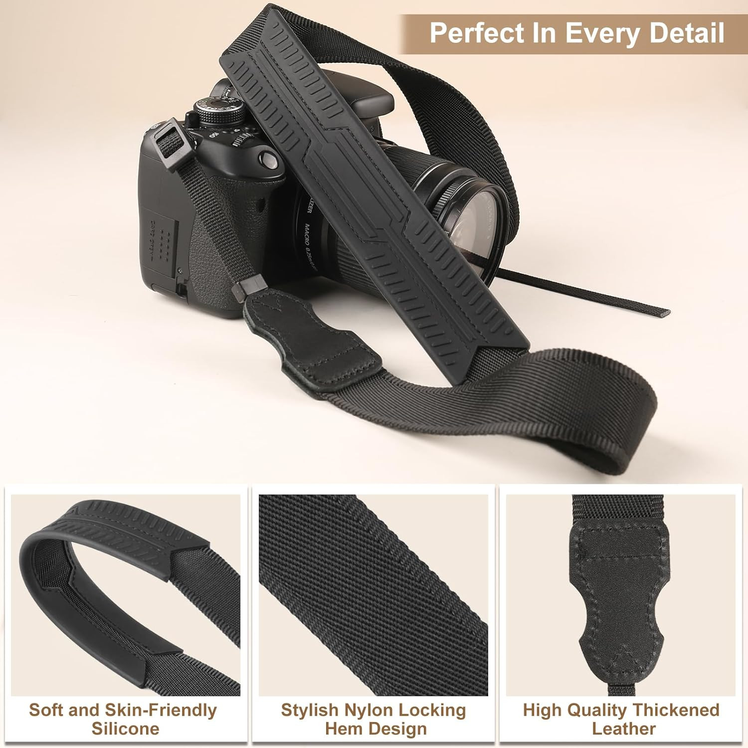Neck Strap Silicone Camera Straps - Padded Camera Strap, 1.5" Wide Adjustable Ny