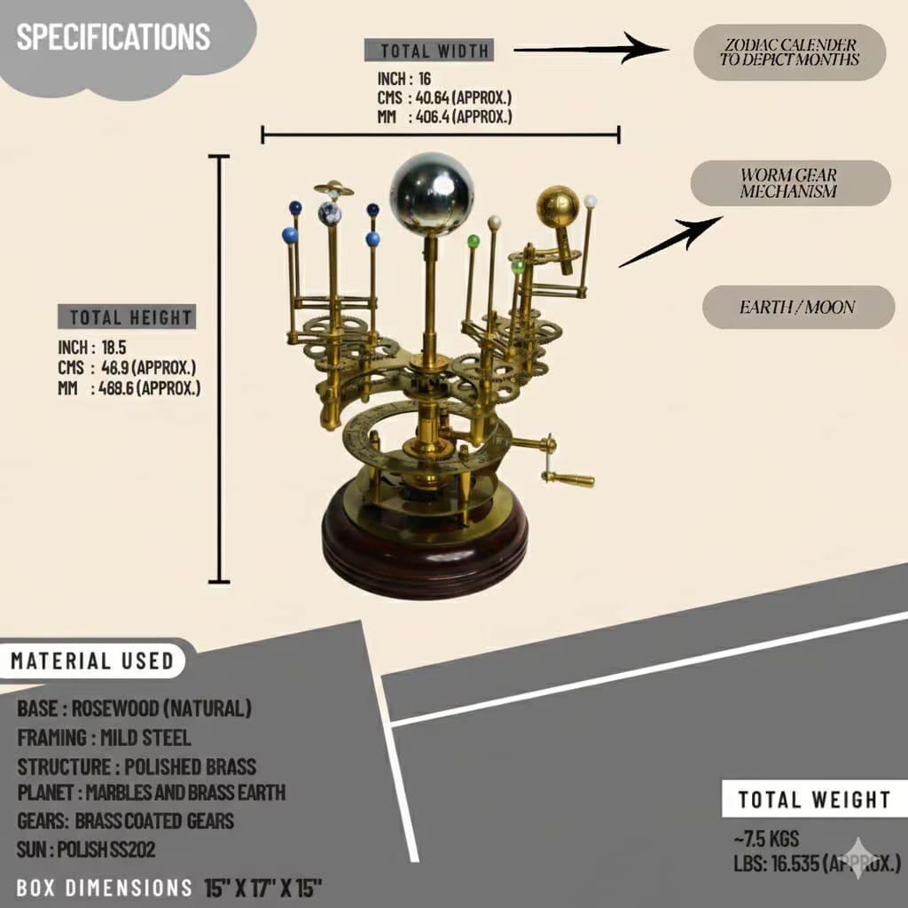 Orrery Solar System Model – Mechanical Steampunk Planetarium Display