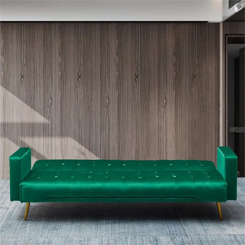 Kingway Furniture Jeffery Velvet Convertible Sofa in Green