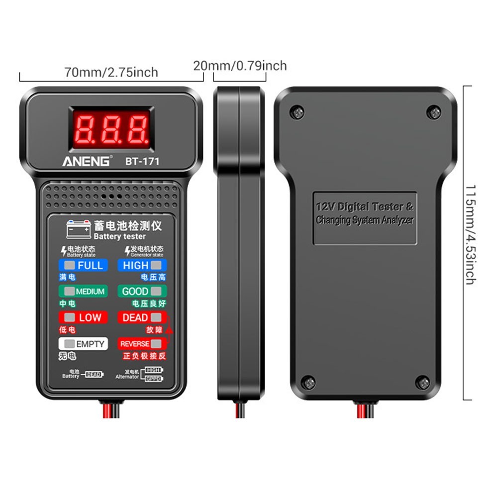 Car Battery Tester with LED Anti Display Screen ABS Insulation Material