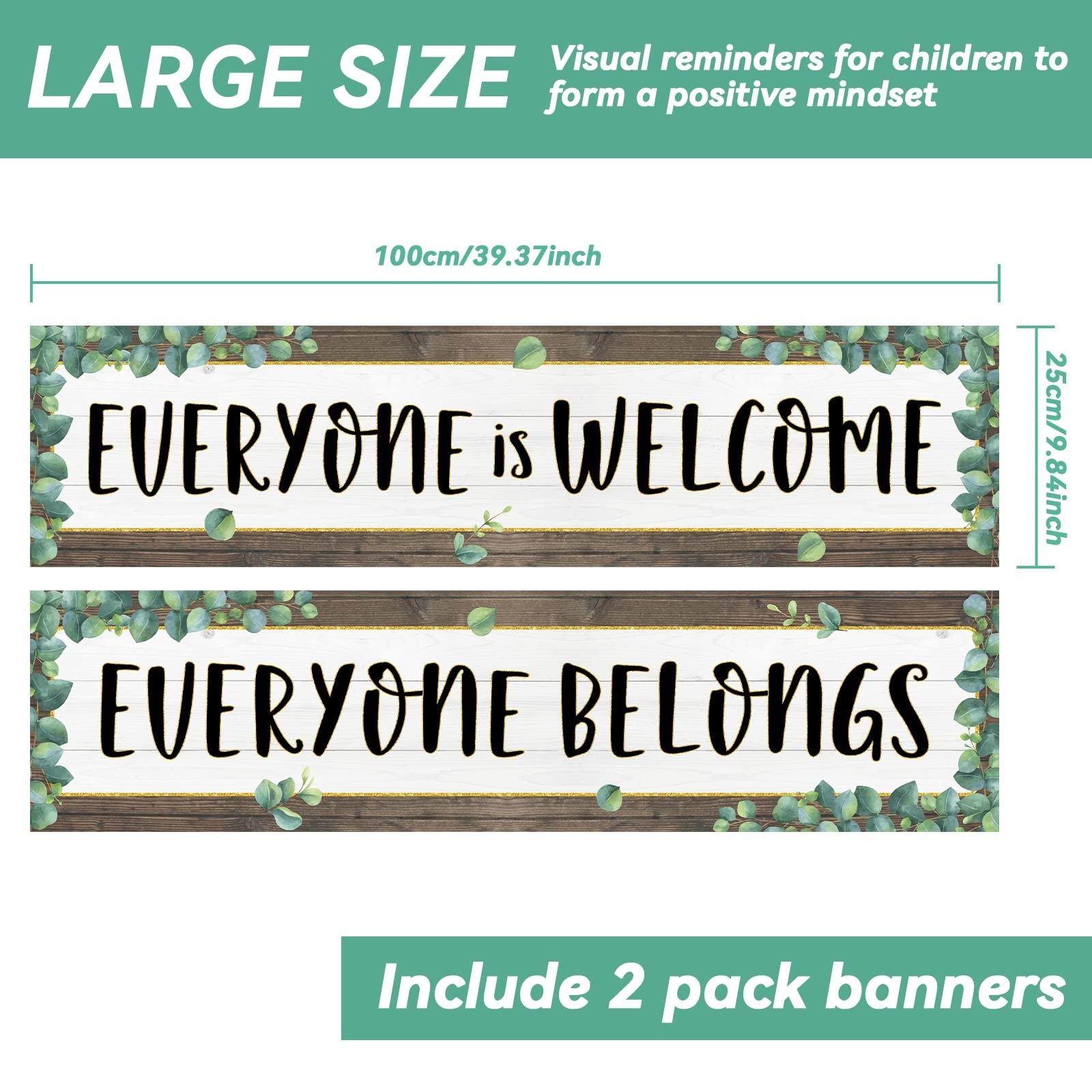 2 Pack Classroom Decorations Welcome Banner Bulletin Board Decor Poster Eucal...