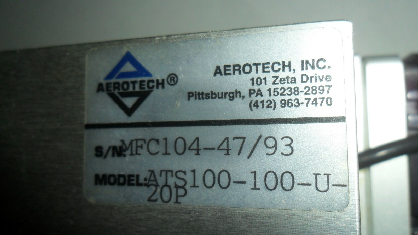 New Aerotech Linear Stage Model ATS100, Surplus Clean Room Lab Equipment