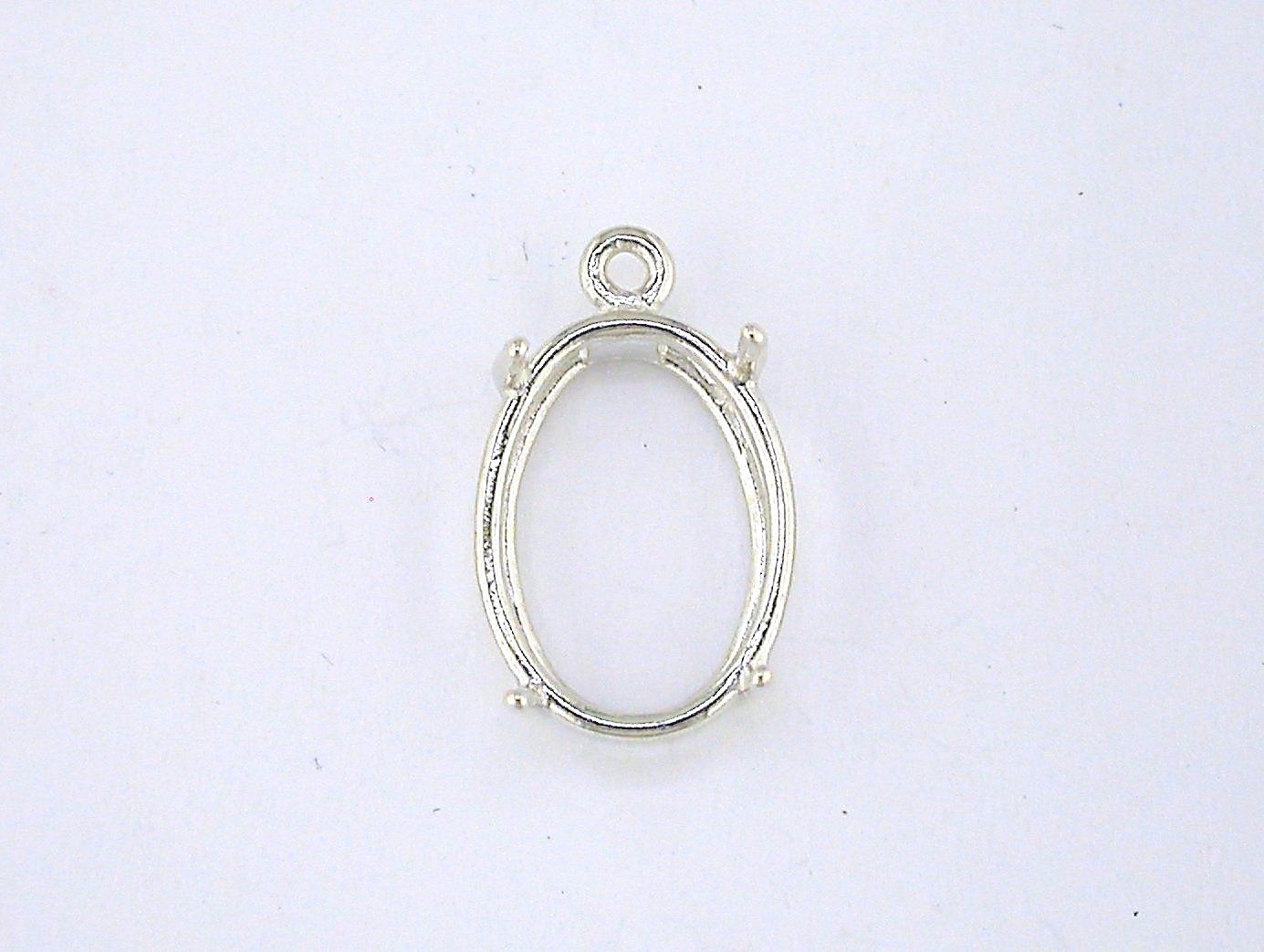 Oval 4 Prong Wire Mount Dangle Setting Sterling Silver