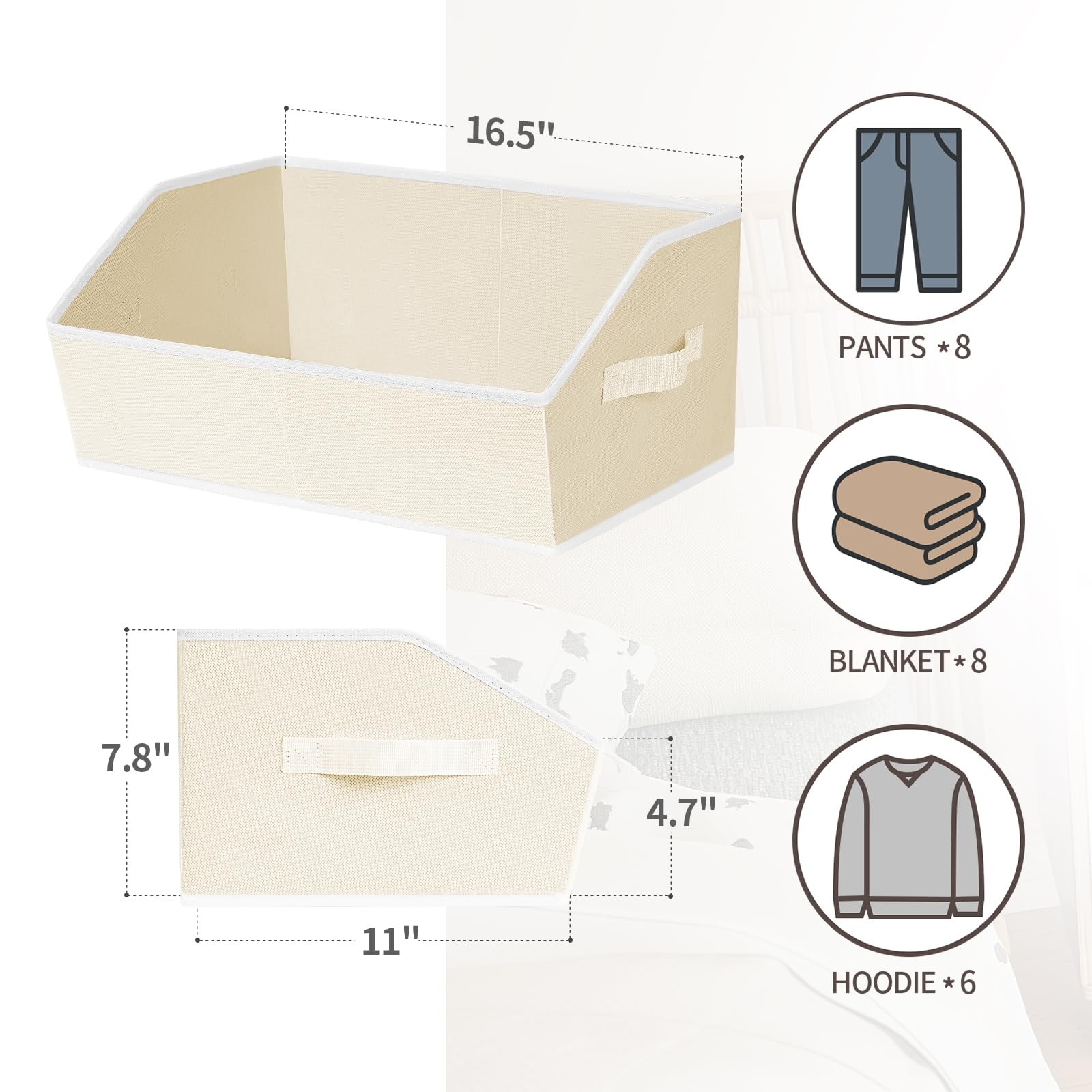 Cube Storage Organizer - Large Bins with Handle, Trapezoid Organizing Baskets...