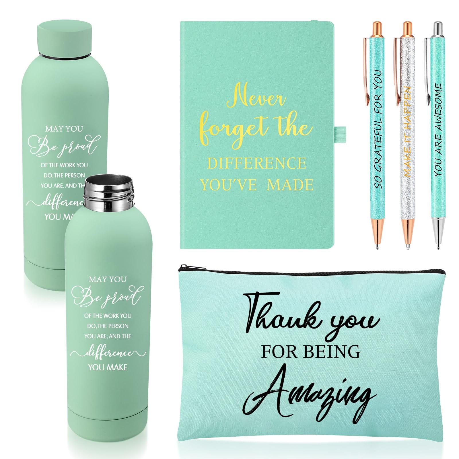 6 Pcs Employees Appreciation Gift Set 17 oz Stainless Steel Frosted Water Bot...