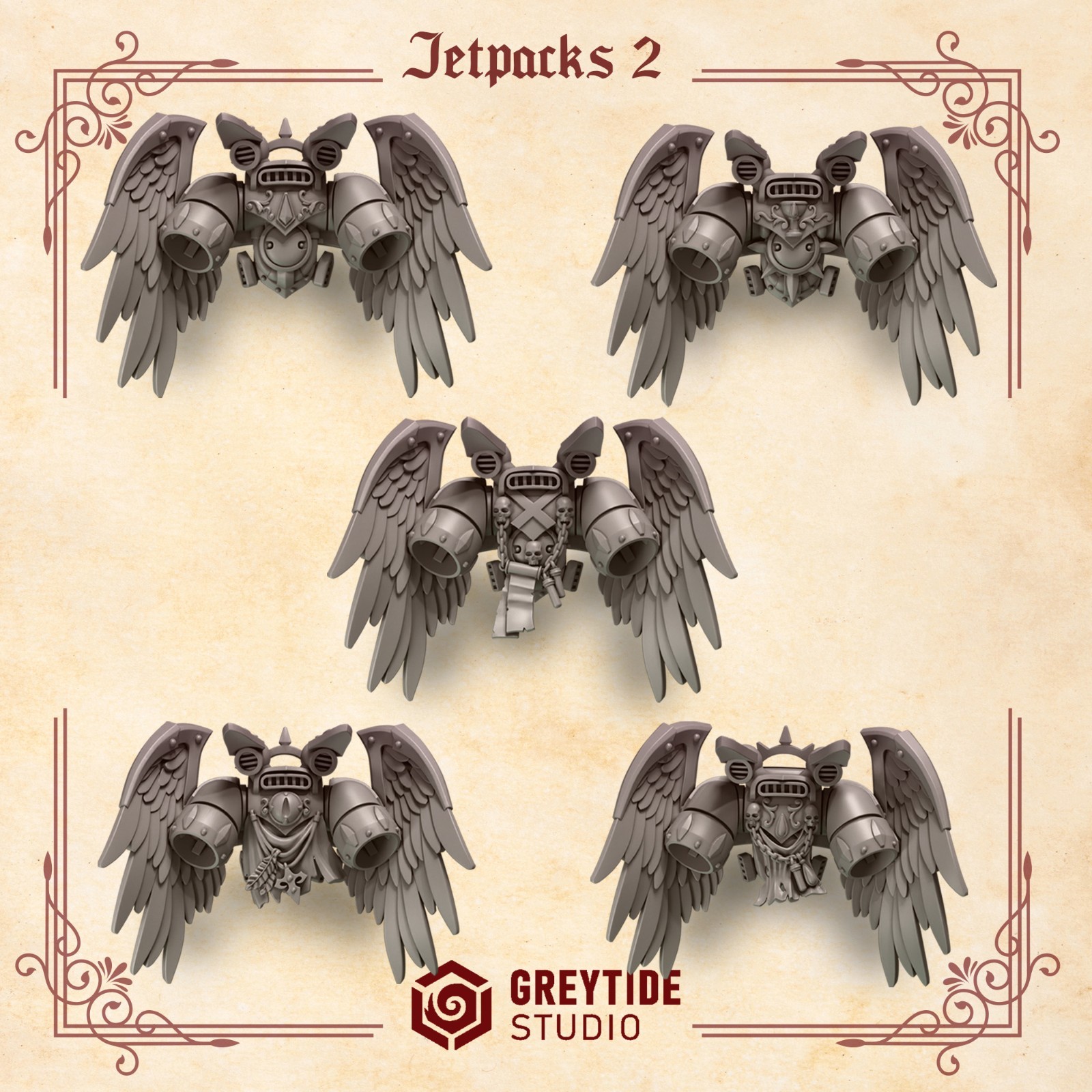 Jetpack with Wings - Crimson Lords Upgrade Bits | 16K Resin 3D Printed Greytide