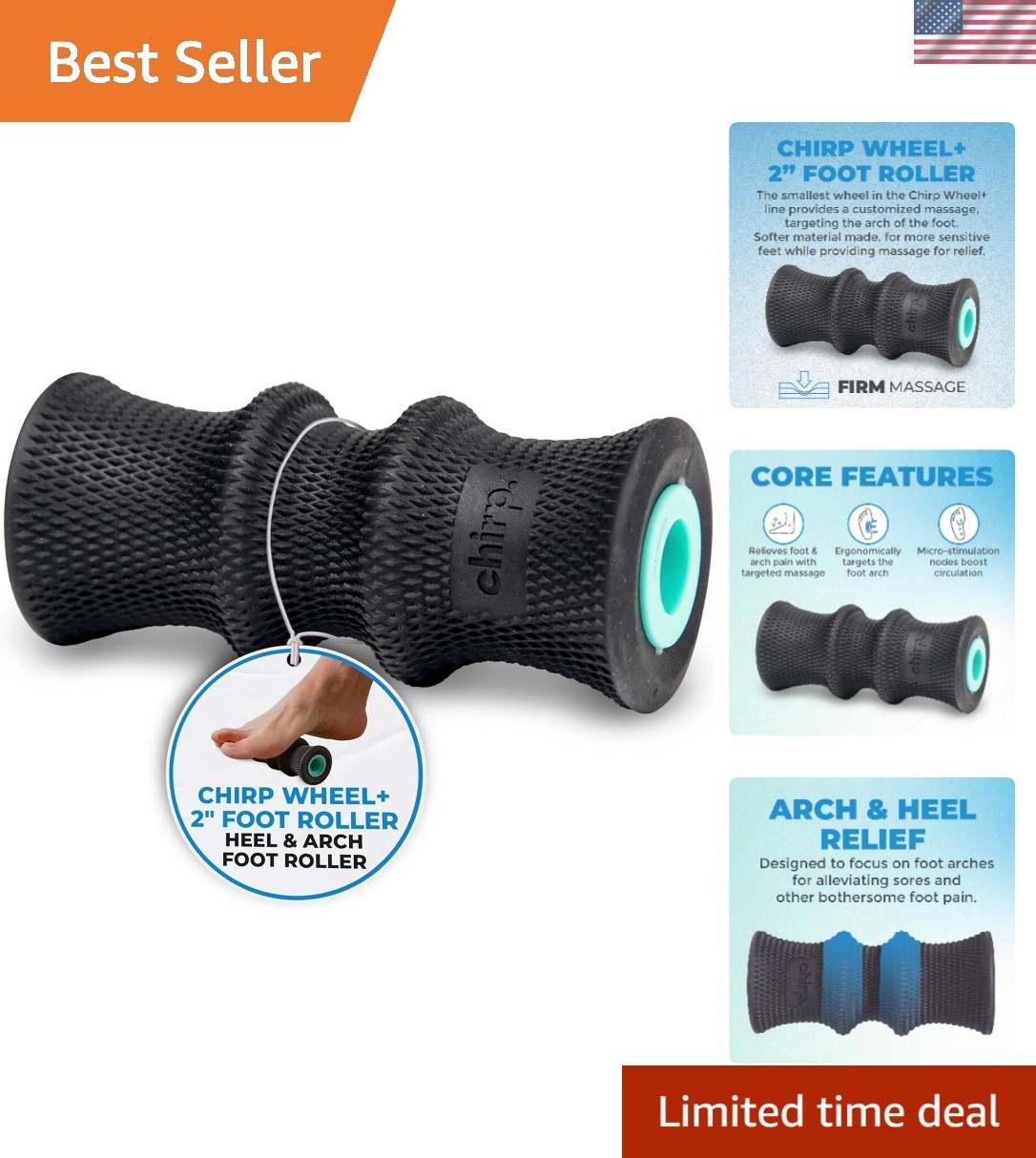 Ergonomic Foam Massage Roller - Supports 500lbs for Pain Relief & Recovery