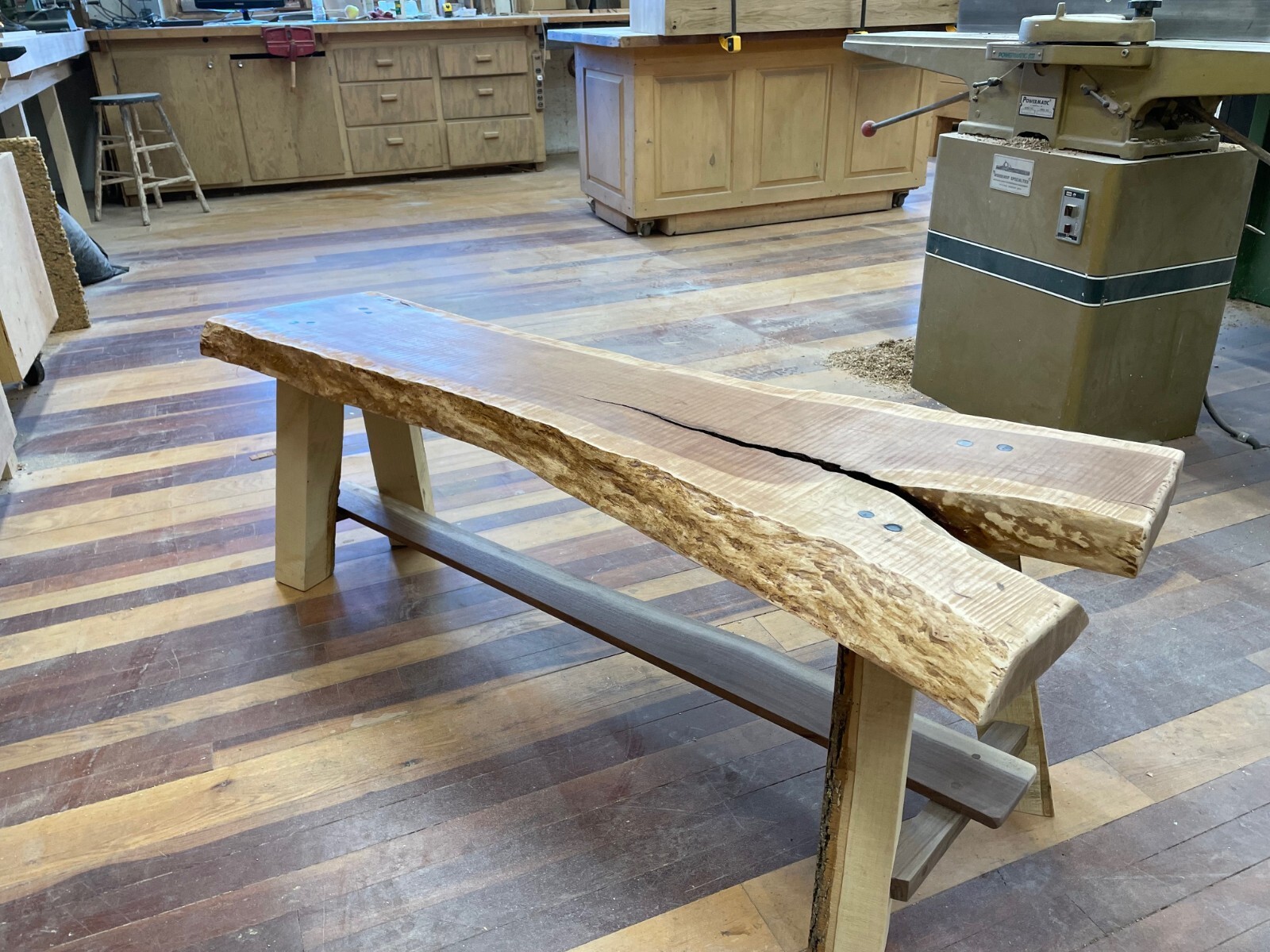cherry wooden bench , 18" high, indoor use, clear water based laquer finish