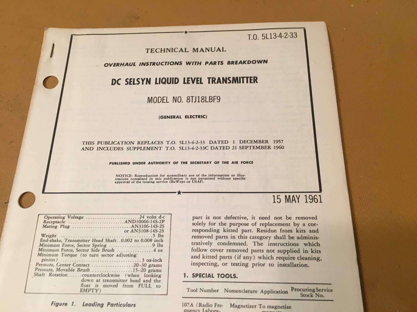 GE, DC Selsyn Liquid Level Transmitter 8TJ18LBF9 Overhaul & Parts Instructions
