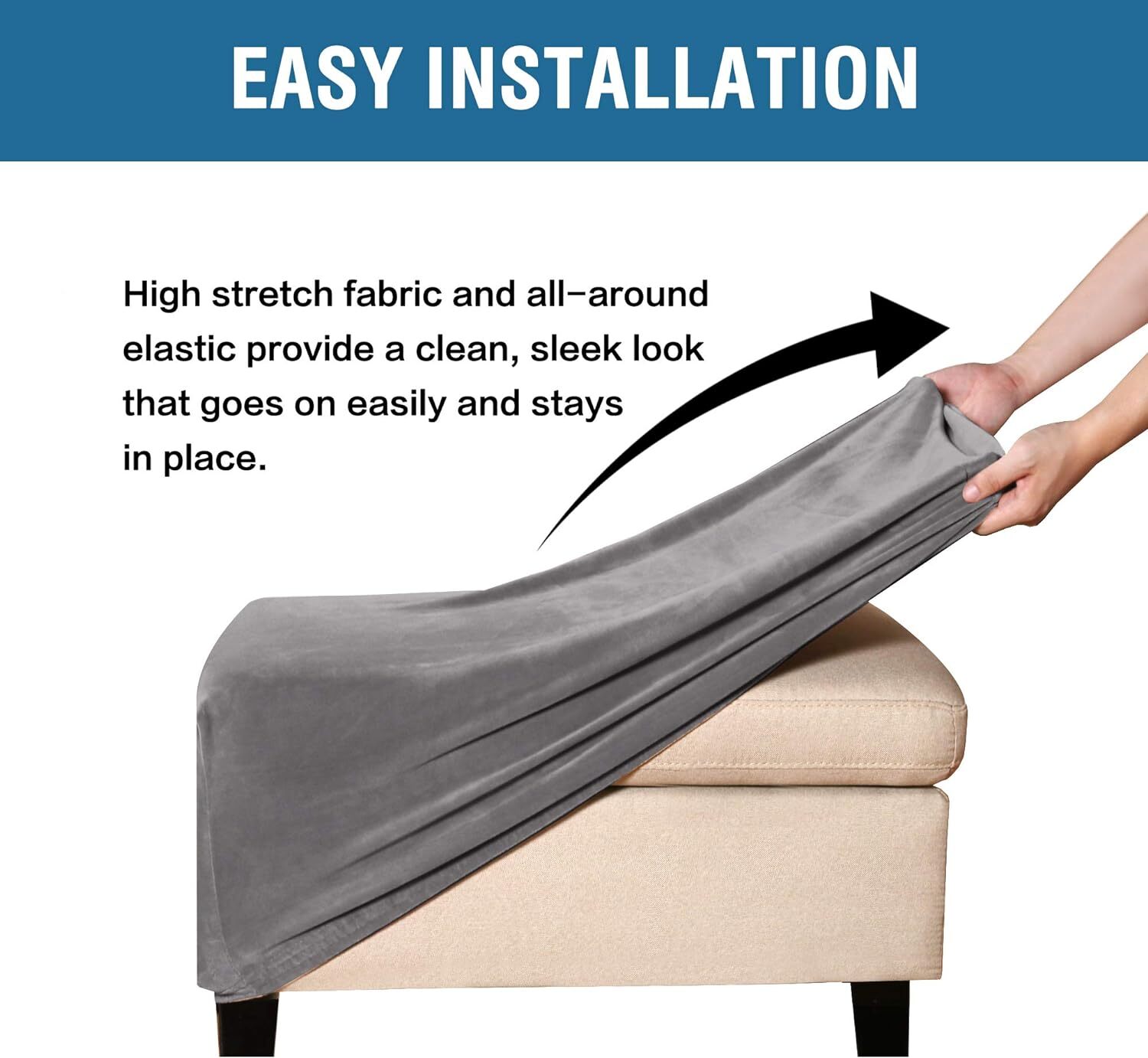 H.VERSAILTEX Real Velvet Plush 1 Piece Form Fit Stretch Rectangle Folding