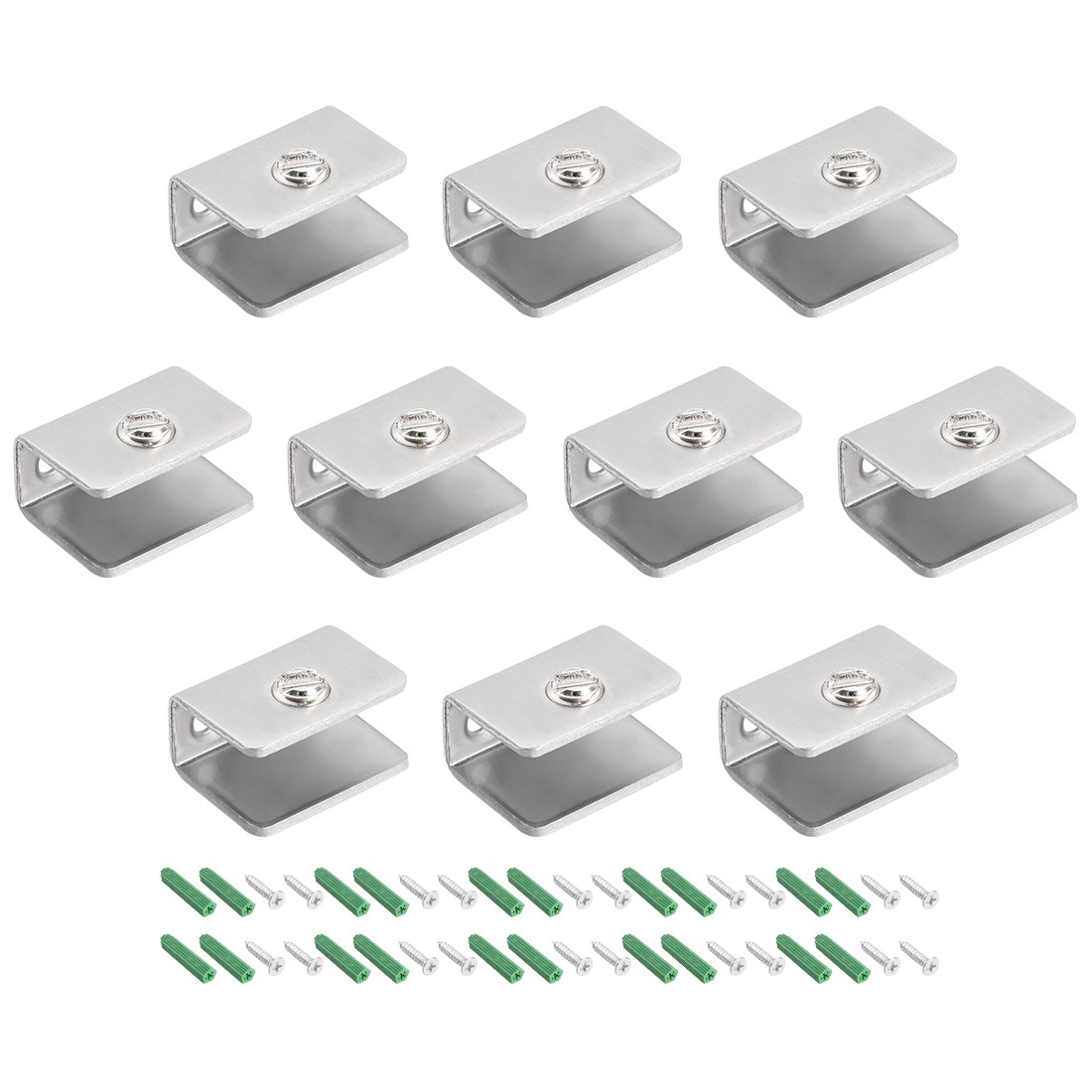 Glass Shelf Brackets - Stainless Steel Glass Clamp Rectangle for 8-10mm , 10 Pcs