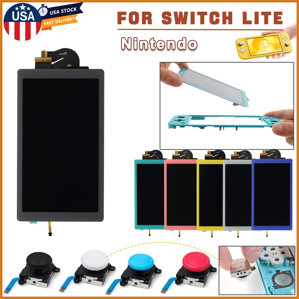 LCD Display Digitizer Touch Screen Assembly 3D Joystick For Nintendo Switch Lite