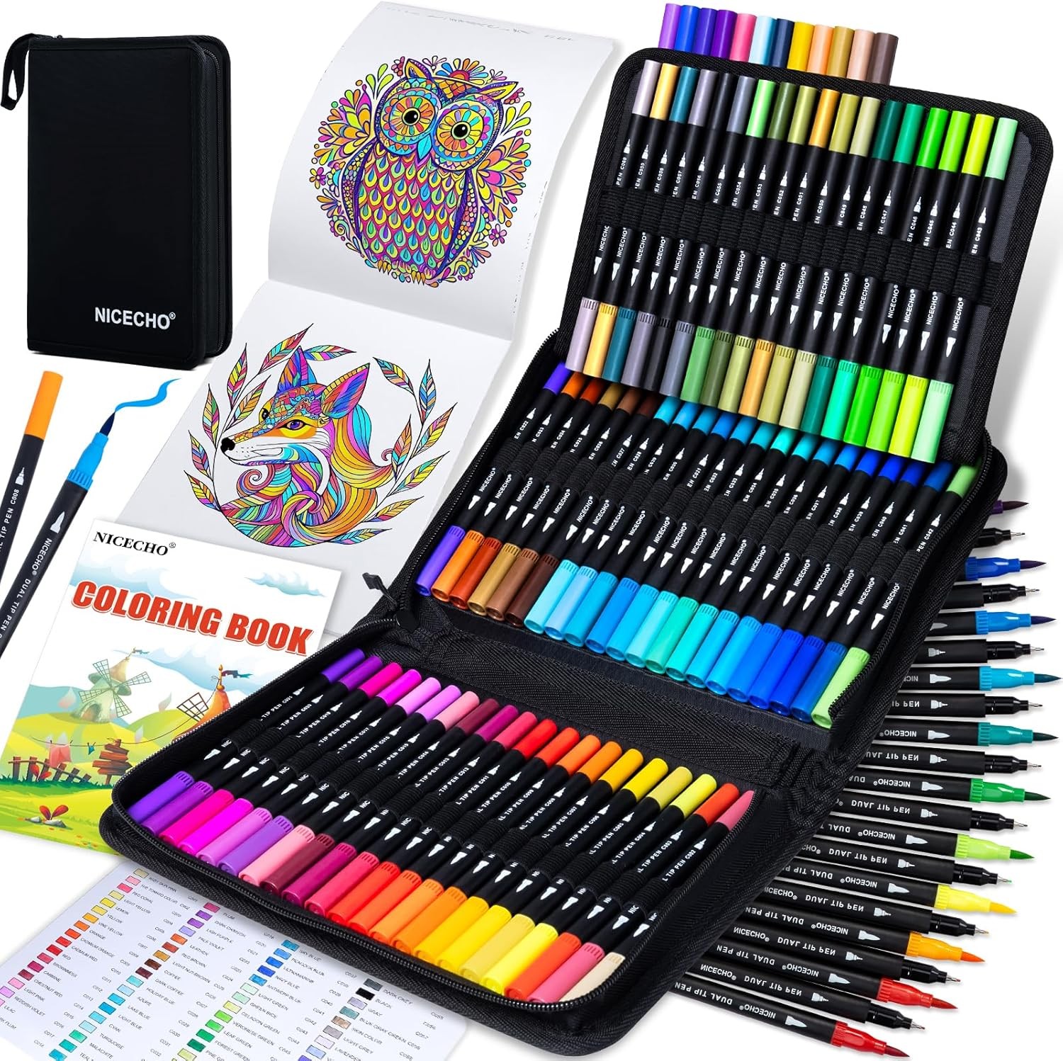 72 Colors Dual Tip Art Markers Pens for Adult 72 Count (Pack of 1), 72